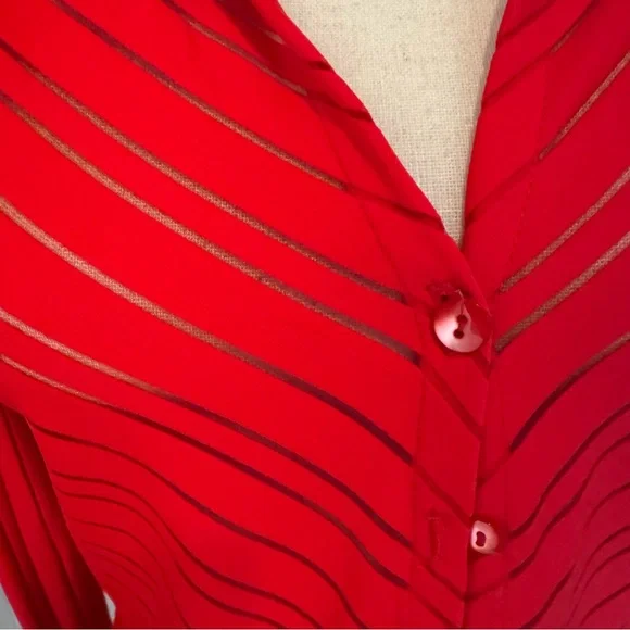Guess Red Striped Button Down Shirt L. NWT - Picture 6 of 9